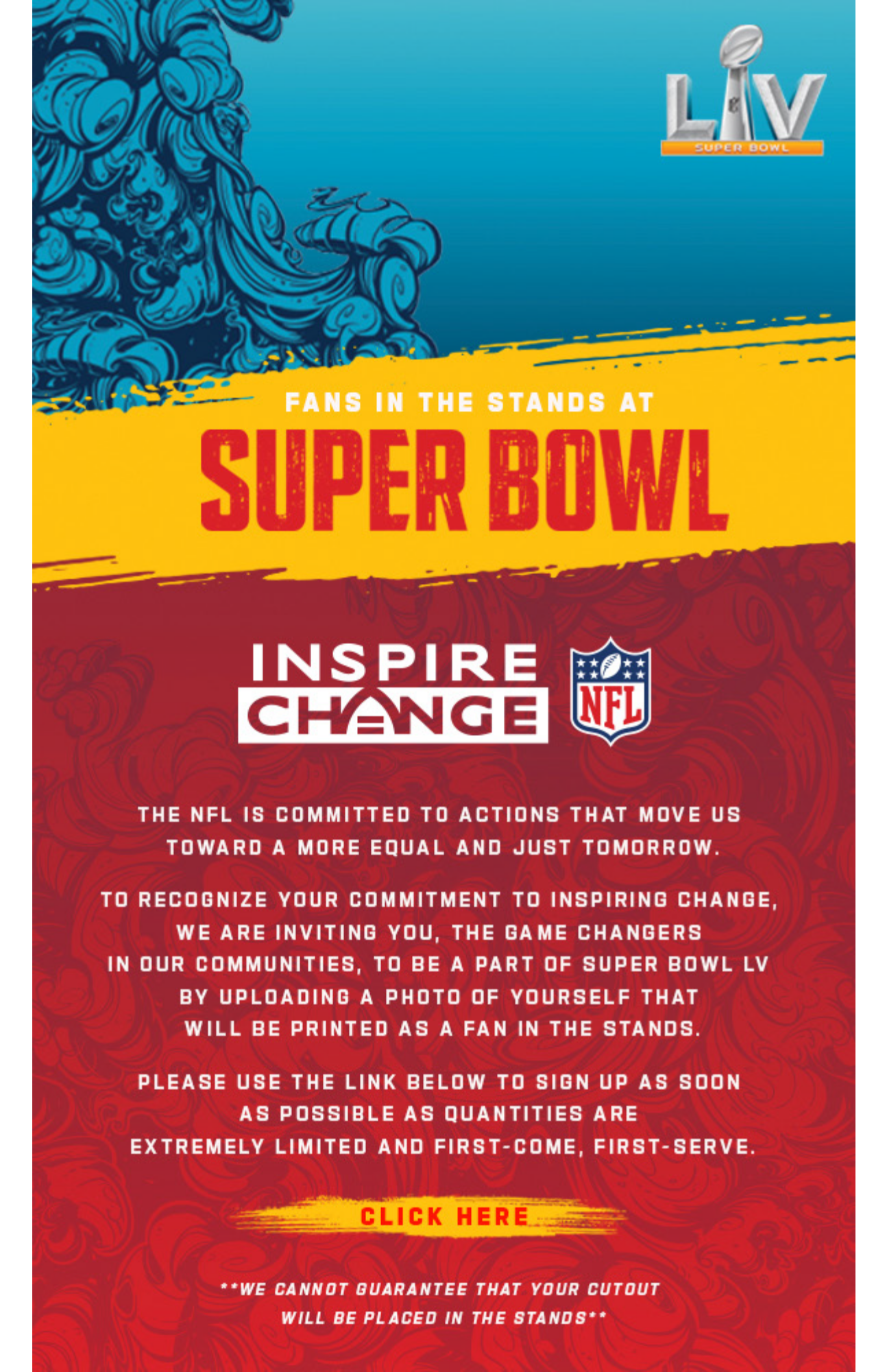 Invitation to 'Fans in the Stands' Super Bowl Promotion